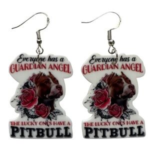 Pitbull Dog Face Earrings Pet Head Red Nose Cute Bully Breed Women Puppy Jewelry